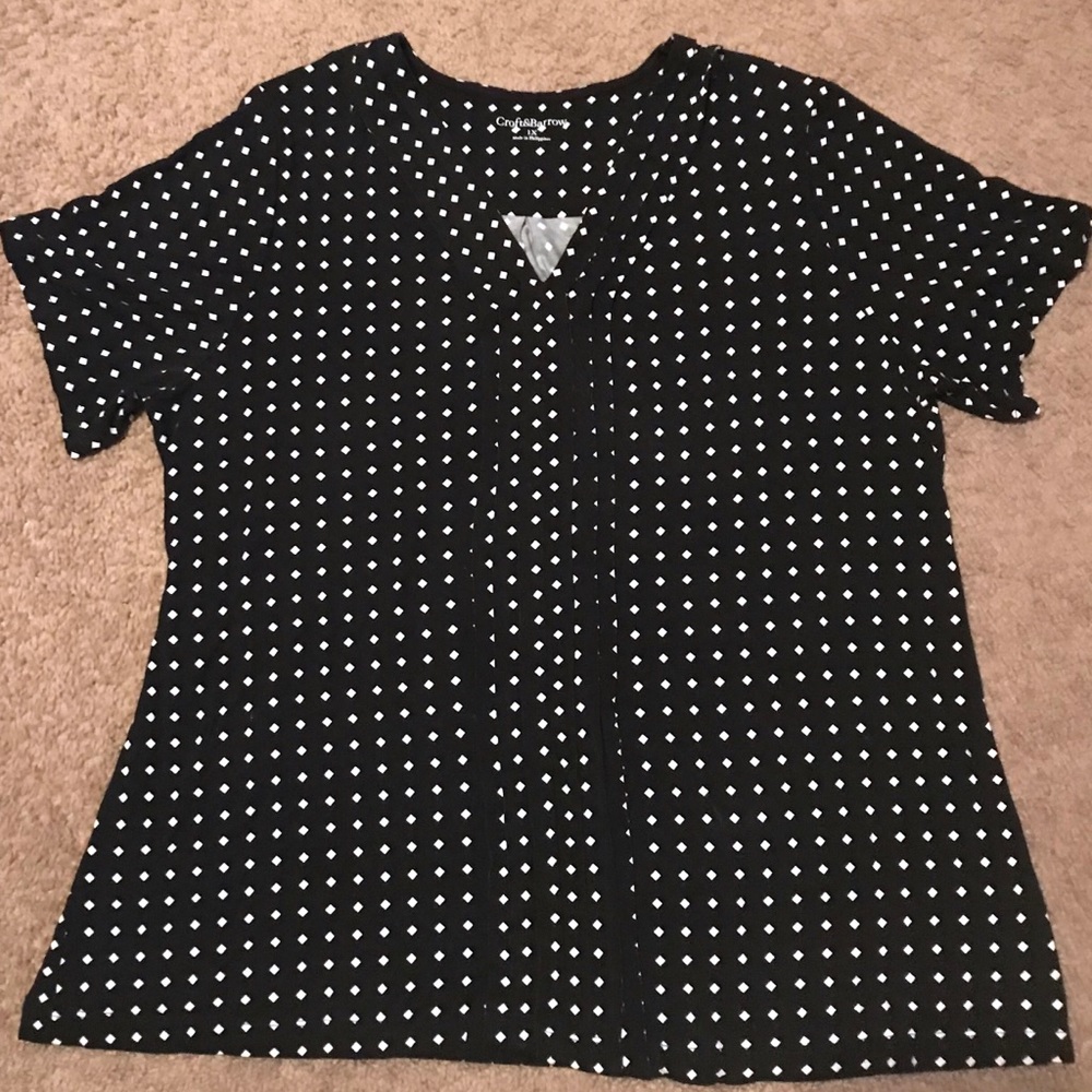 Croft and Barrow Diamond Print Pleated Top